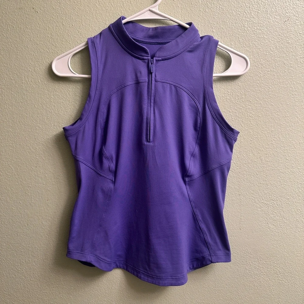 Lululemon 1/4 Zip Mock Neck Sleeveless Tank Top Size 6 Violet - Picture 7 of 8
